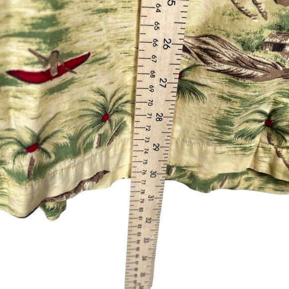 GAP Hawaiian Shirt Mens Large Yellow Tropical Button Up Cotton Lightweight - Picture 6 of 9